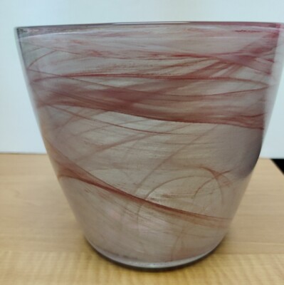 Vase Art Glass Pink Swirl ECO GLASS Recycled Glassware Spain Ice Bucket 