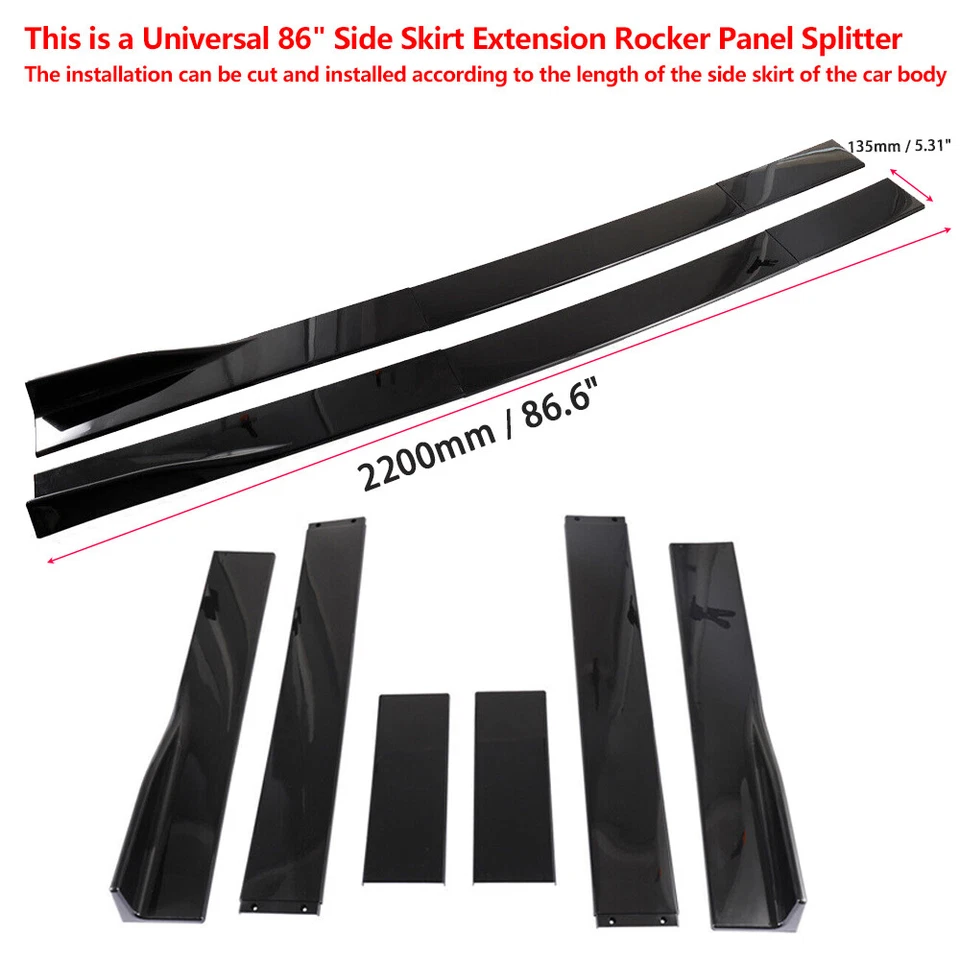 For Mercedes-Benz E200 E250 E280 E300 E350 450 86.6" Side Skirt Extension Rocker - Image 2 of 4
