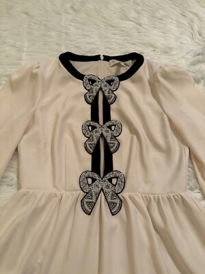 Saloni Camille Embellished Bows Mini Dress Cream Size 6 | eBay