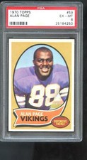 1970 Topps #59 Alan Page ROOKIE RC PSA 6 Graded Football Card Minnesota Vikings