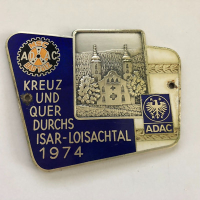 German ADAC 1974 Rallye Club Vintage Oldtimer Car Grill Badge Radiator Emblem