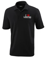 Performance Golf Tees I Love Lesotho Polyester Short Sleeves Polo Shirts for Men