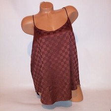 Victoria Secret Camisole Tank Top Sleepwear Large Ginger Checkered Satin New