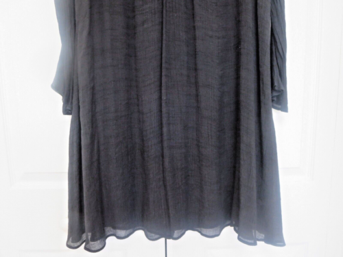 WRANGLER BLACK WRINKLED RAYON BLEND LONG SLEEVE LINING BOHO WESTERN DRESS XL - Picture 3 of 10