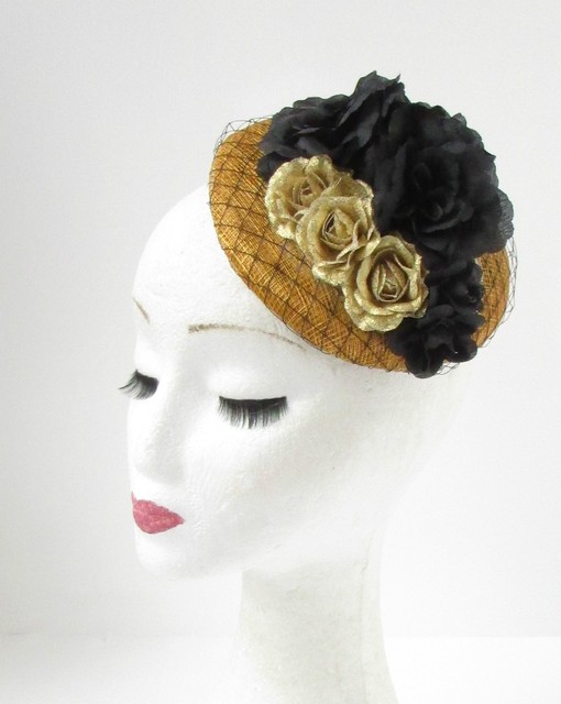 Black Vintage Lace Veil Funeral Hat Headpiece Fascinator ...