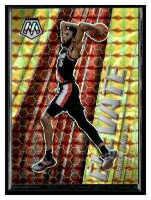 2020-21 Panini Mosaic #4 Derrick Jones Jr Elevate Yellow Prizm /99 Portland