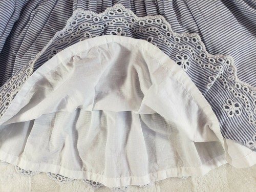 NWT Cat And Jack Girls Blue & White Striped Skirt Eyelet Cutout Hem L 10 12 - Picture 5 of 10