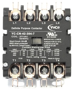YuCo YC-CN-42-404-2 40A 4P DP Contactor 120V Coil fits Siemens Furnas 42CF25AF