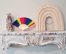 Decorative Hand Fans - Rainbow Striped 2 pack