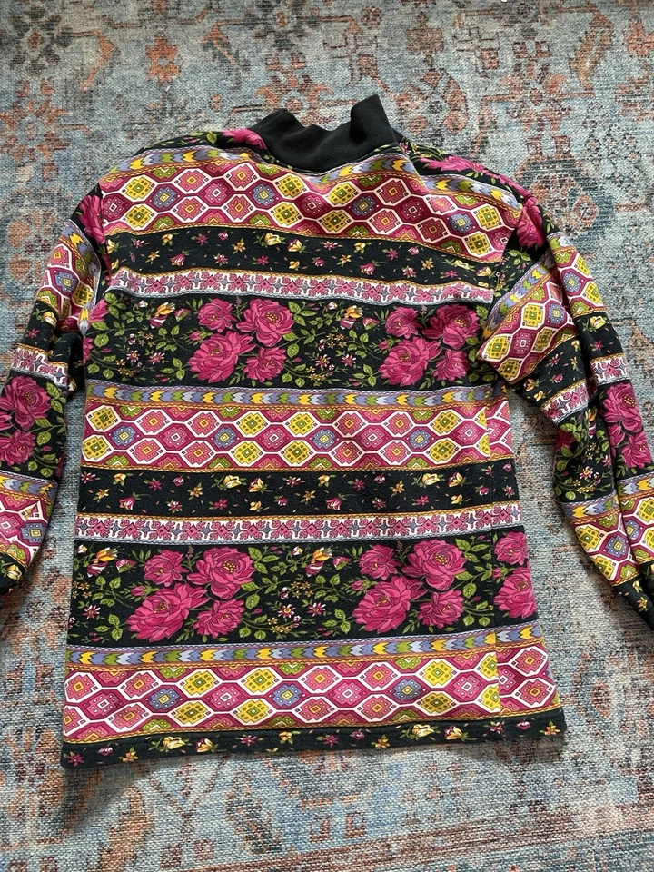 Sudadera Express Años 90 Estampado Floral Multicolor Hecha en Italia 100% Algodón Foto 2 de 4