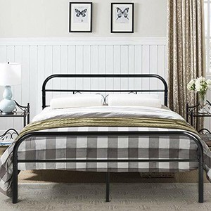 Aingoo Lit Double en métal Cadre de lit pour Enfants Adulte 140x190cm, Noir