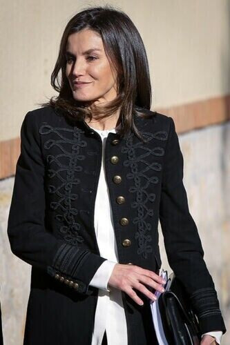 RARE GENUINE ZARA BLACK MILITARY TOGGLES EMBROIDERED JACKET BLAZER SIZE MEDIUM M - Picture 1 of 11
