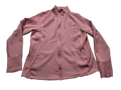 Layer 8 Womens Large Full Zip Sweater Pink Pockets Lightweight
