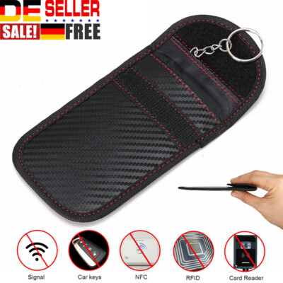Auto Schlüssel Keyless Go Schutz RFID Funk Blocker Tasche Etui Hülle Carbon DE