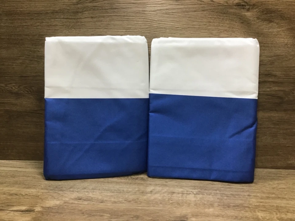 2 Eclipse Peabody Blue/White Stripe Blackout Panels Curtains 42in X 84in - Image 2 of 4