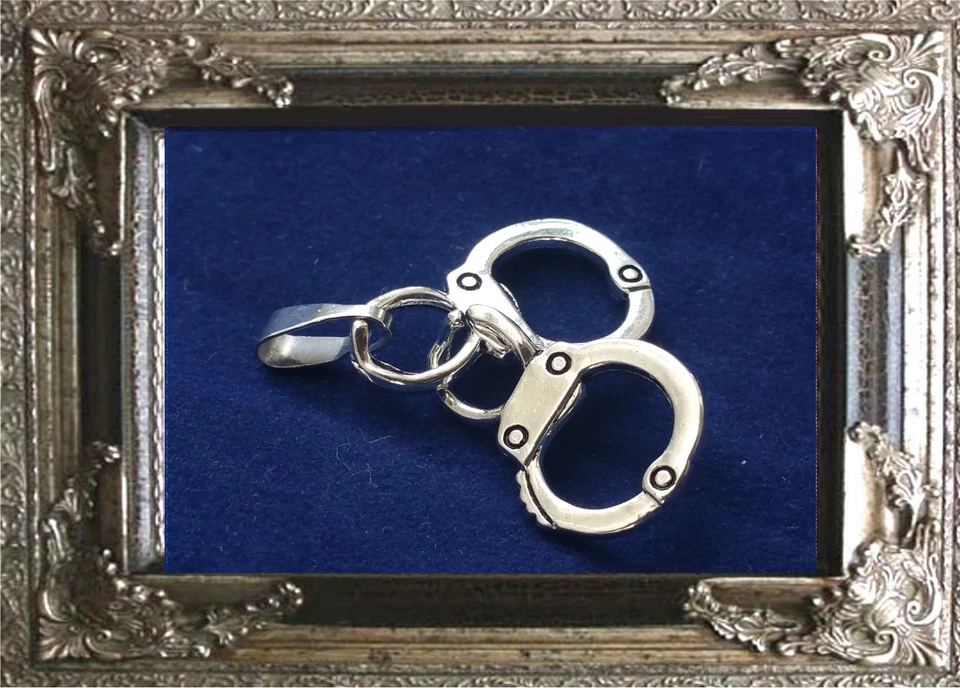 KETTENANHÄNGER ANHÄNGER HANDSCHELLEN FESSELN HOCHZEIT silber für KETTE - Bild 3 von 3