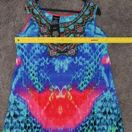 Vestido sin mangas Sakkas para mujer talla única azul rosa playa cubierta estrás - Imagen 8 de 9