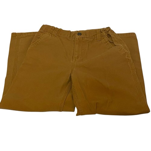 Carhartt Pants Boys Sz 7 Original Fit Carpenter Canvas Brown Workwear Adjustable - Picture 3 of 9