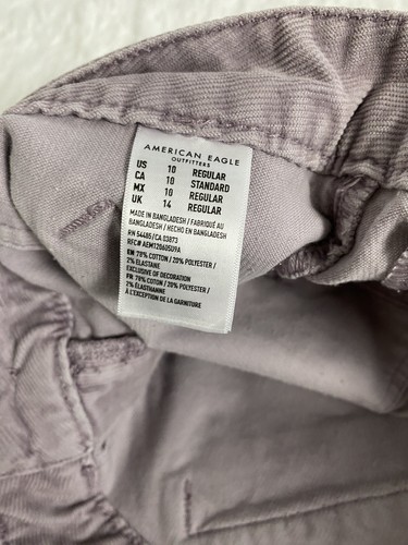 American Eagle Corduroy Mini Skirt Size 10 Button Purple Lila High Rise A-Line - Picture 11 of 11