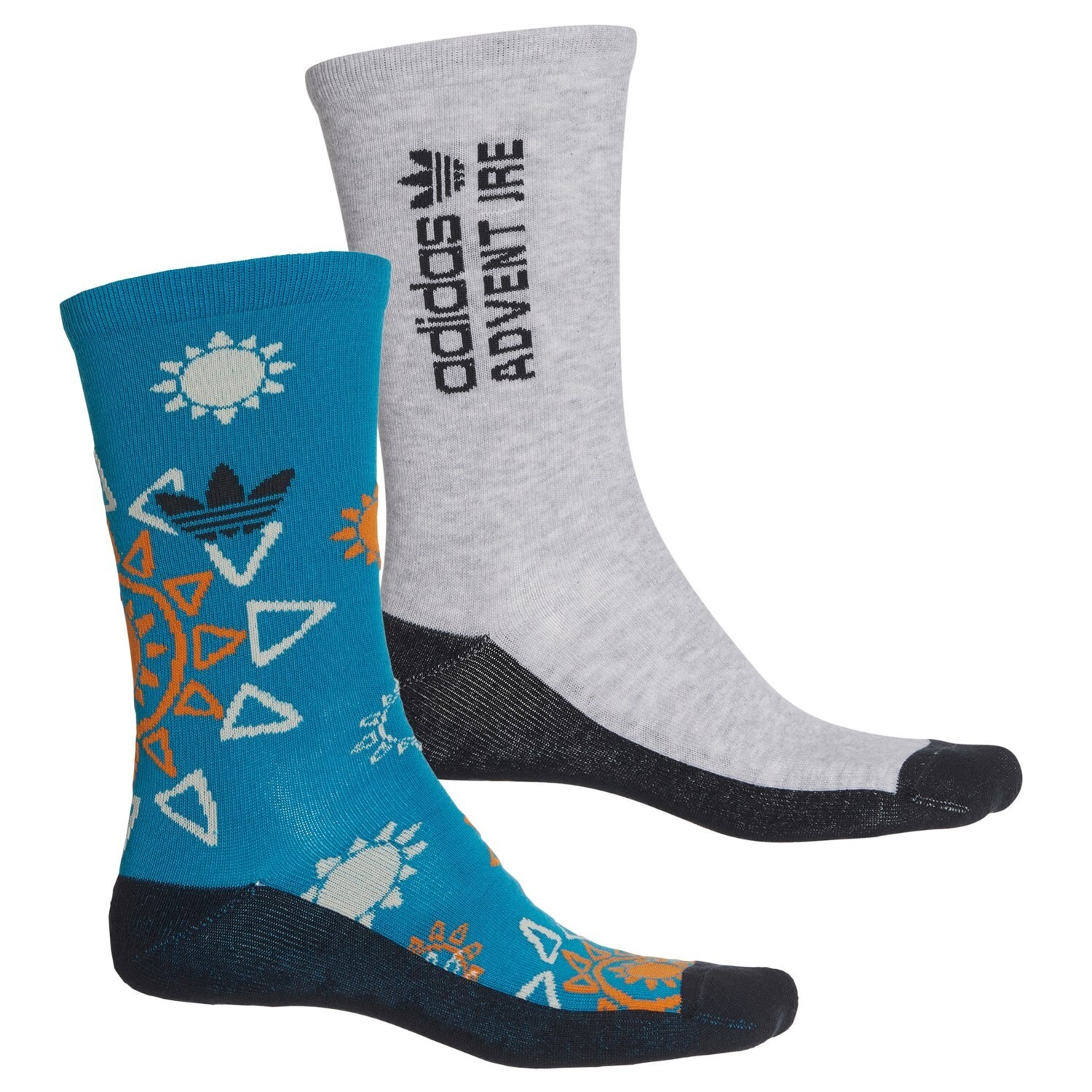 мужские носки adidas, Adventure Socks 2Pk, Crew,Active Бирюзово-светло-серый Вереск, размер 7-8,5