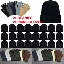 48 Assorted Magic Gloves  Black Winter Beanies Combo Bulk Pack Wholesale Lots