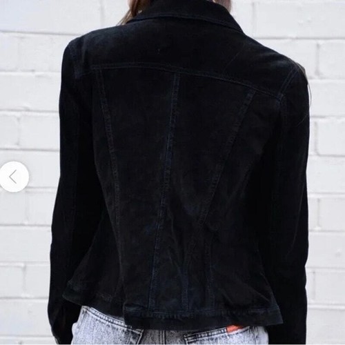 For Joseph Suede Jacket Women XL Black Leather Button Front Goth Boho Streetwear - Picture 2 of 11