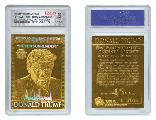 DONALD TRUMP President MUGSHOT SILVER LASER GOLD Card GEM-MINT 10 - LTD # of 24 - Bild 2 von 3