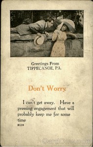 Romance-1915-Greetings-From-Tippecanoe-PA-Fayette-County-Antique-Postcard