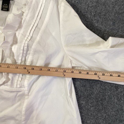 Lane Bryant Top Damen 14 16 weiß gestreift Knopfrüsche Karriere Preppy Stretch - Bild 5 von 8