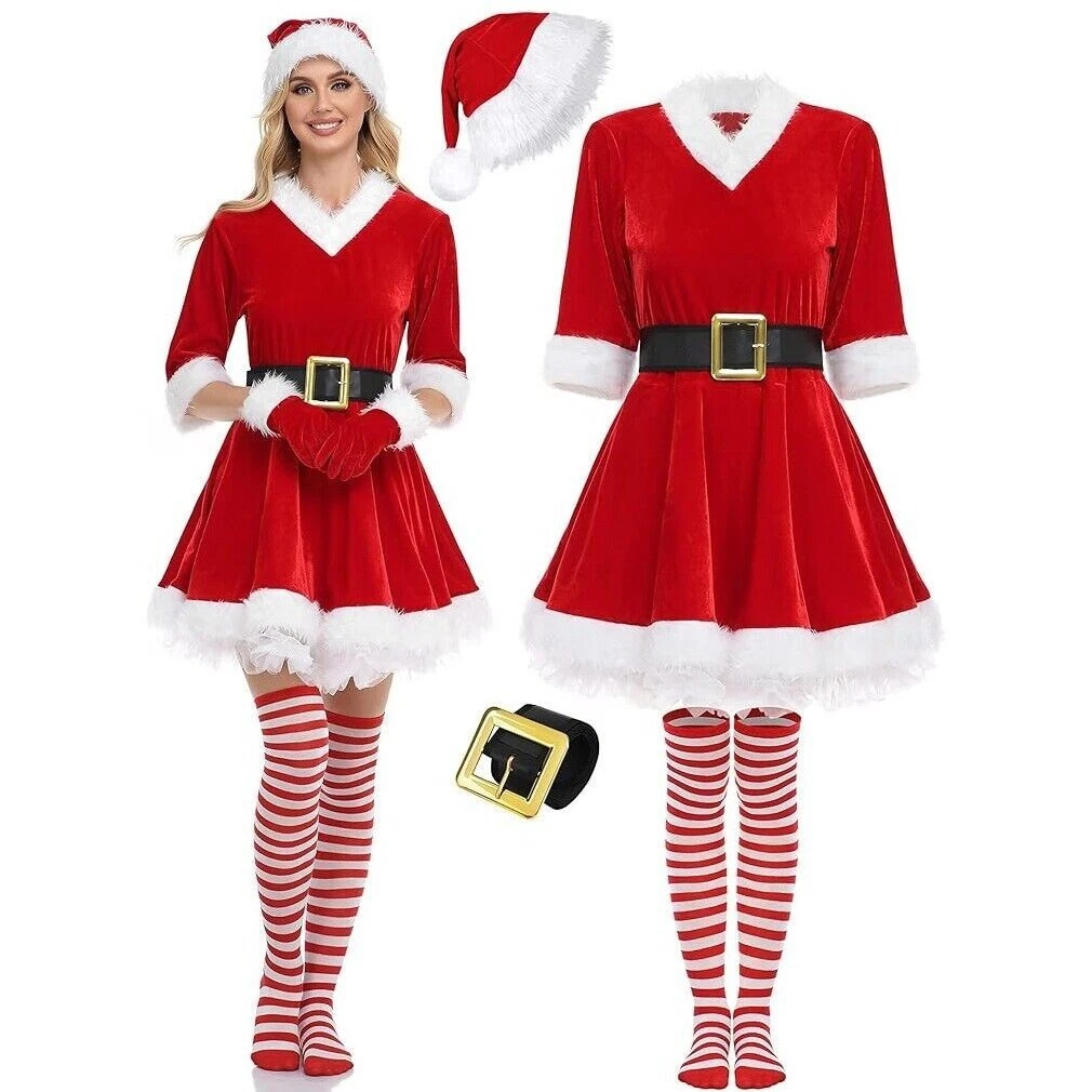 knee length dresses for ladies Plus Size Xmas Christmas Holiday Festive Long Red Dress – Sugarplum Store
