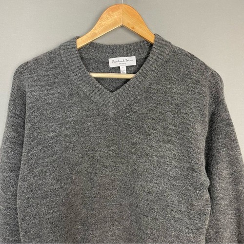 Maglione Michael Stars grigio donna piccolo scollo a V semplice manica lunga morbido elasticizzato - Foto 4 di 12