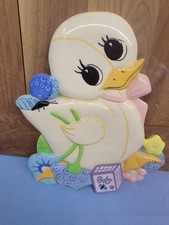 Vtg Ceramic Nursery MACKY MOLDS Baby Duck Duckling 3D Wall Hanging 13x9 3 lbs