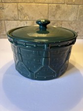 Longaberger Pottery Drum Crock Ivy Green w/Lid~ Made In USA