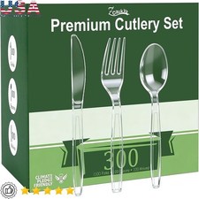 Heavy-Duty Disposable Cutlery Set 300pcs Plastic Flatware Parties  Events New