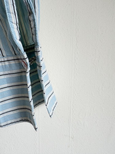 LAUREN RALPH LAUREN Blue Ruffle Wrap Shirt. M. 100% Cotton. Long Waist Ties - Foto 15 di 20