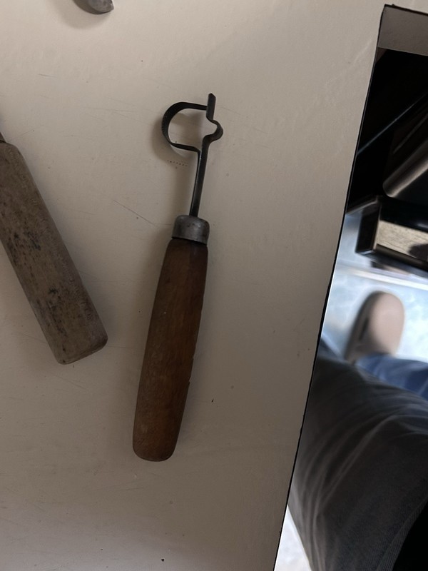 Vintage Latch Needle Hinged Hook Tool with Wooden Handle Metal Hook Head