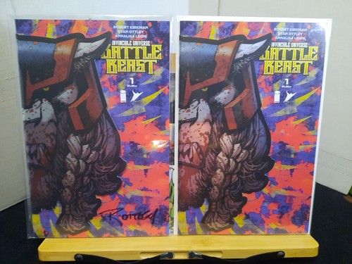 Signed OTTLEY Battle Beast #1 Foil Die Cut Mask Variant !! w/COA!! 2 Book Set! - Picture 23 of 24