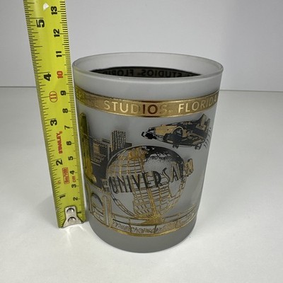 Milchglas Becher Tumbler - Universal Studios Florida Gold & Schwarz VINTAGE RAR