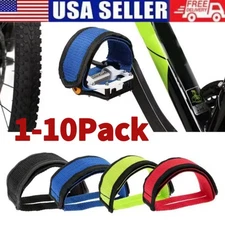 1-10Pack Bicycle Fixed Gear Cycling Pedals Bands Feet Set With Straps Pedal US
