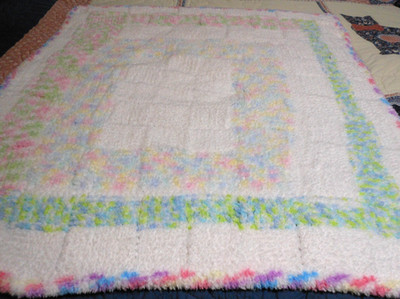 Soft Multicolored Baby/Toddler/Lap Blanket 38''Long x 34''Wide White w/Pastel Colo