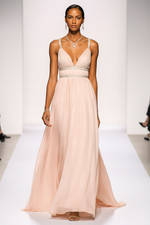 Aidan Mattox Blush Deep V Ball Gown Embellished Silver  Prom Bridesmaids Sz 4