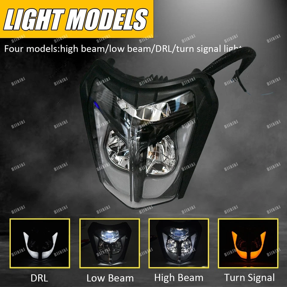 Faro LED + Máscara Naranja con DRL para KTM EXC XC MXC 250 450 520 525 530 Dirt Bike Foto 2 de 4