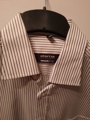 Eterna Black line - Hemd Langarm Größe 40 - schwarz-weiß gestreift