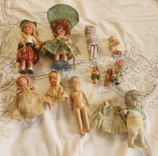Lot Of 11 Vintage Dolls Bisque, Hard Plastic,...