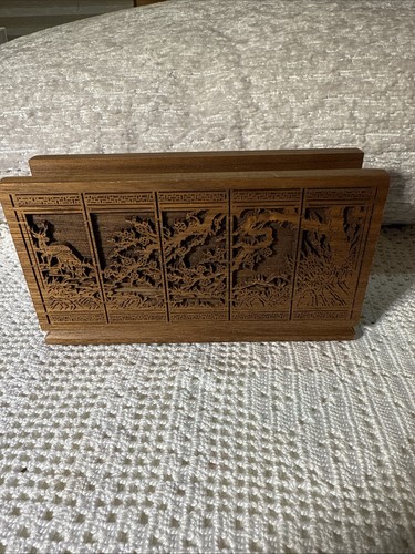 Nussbaum Holz Massiv Amerikanisch Brief Servietten Halter Laser geschnitten Szene 6 1/2 X 3 1/2 - Bild 1 von 24