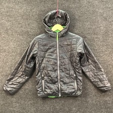 L.L.Bean Jacket Youth Medium 10-12 Gray Hooded PrimaLoft Insulated Puffer Coat