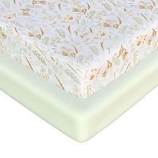 Fitted Crib Sheets for Boys and Girls, 2 Pieces 52"x28" 100 Cotton Crib Matt...