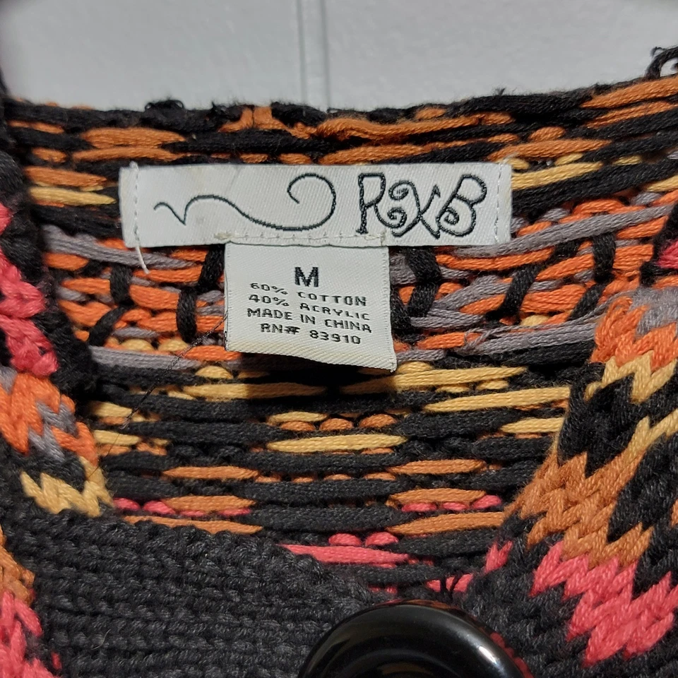 Cárdigan Suéter Plumero Y2K Vintage RXB Negro Con Capucha Botón Frontal Usado en Excelente Condición Foto 2 de 4