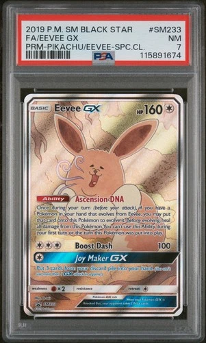 2019 POKEMON SM BLACK STAR PROMO EEVEE GX #SM233 PSA 7 NM #115891674