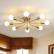 Gold Sputnik Light Fixture 8-Light Mid Century Modern Industrial Chandelier